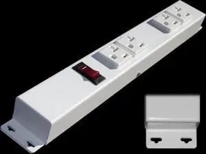 12 Hardwired Plug Strip (No Power Cord), 4 Vertical 20Amp (NEMA 5-20R, NOT Tamper Resistant) Outlets, with Ears (with Mounting Tabs on Both Ends), Switch, White 12 Hardwired Plug Strip (No Power Cord), 4 Vertical 20Amp (NEMA 5-20R, NOT Tamper Resistant) Outlets, with Ears (with Mounting Tabs on Both Ends), Switch, White
