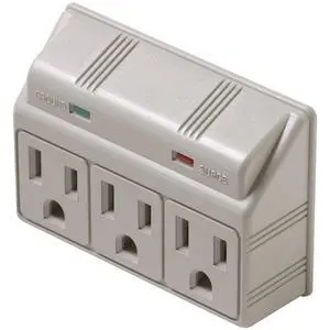 3 Outlet Plug-in Surge Protector, 120V, 15 Amps, 1875 Watts, White 3 Outlet Plug-in Surge Protector, 120V, 15 Amps, 1875 Watts, White