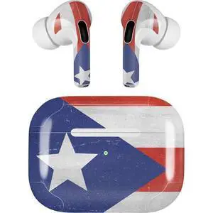 Decal Audio Skin Compatible with Apple AirPods Pro - Puerto Rico Flag Distressed Design Decal Audio Skin Compatible with Apple AirPods Pro - Puerto Rico Flag Distressed Design