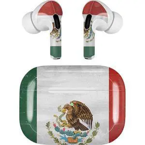 Decal Audio Skin Compatible with Apple AirPods Pro - Mexico Flag Distressed Design Decal Audio Skin Compatible with Apple AirPods Pro - Mexico Flag Distressed Design