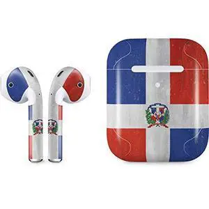 Decal Audio Skin Compatible with Apple AirPods 2 - Dominican Republic Flag Distressed Design Decal Audio Skin Compatible with Apple AirPods 2 - Dominican Republic Flag Distressed Design
