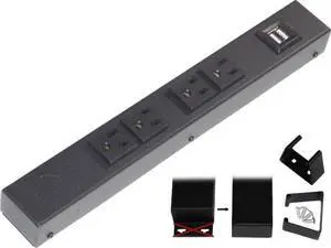 12 Hardwired Power Strip (NO Power Cord), 4 Vertical Outlets (NOT Tamper Resistant), NO Ears (Without mounting tabs), 15A (NOT a 20 Amp Unit), USB, Black 12 Hardwired Power Strip (NO Power Cord), 4 Vertical Outlets (NOT Tamper Resistant), NO Ears (Without mounting tabs), 15A (NOT a 20 Amp Unit), USB, Black