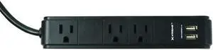 XWS8-0110-BLK 3 Outlet Power Strip with 2 USB Ports, Black XWS8-0110-BLK 3 Outlet Power Strip with 2 USB Ports, Black