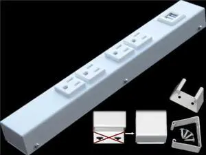 12 Hardwired Power Strip (NO Power Cord), 4 Vertical Outlets (NOT Tamper Resistant), NO Ears (Without mounting tabs), 15A (NOT a 20 Amp Unit), USB, White 12 Hardwired Power Strip (NO Power Cord), 4 Vertical Outlets (NOT Tamper Resistant), NO Ears (Without mounting tabs), 15A (NOT a 20 Amp Unit), USB, White
