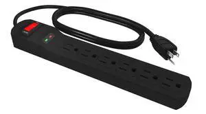 Indoor Surge Protector Power Strip with 6 Outlets 1080 Joules 3 Ft 14/3 AWG Extension Cord 125V/15A 1875W Circuit Breaker ETL Listed Black Cable for Home Office Use Indoor Surge Protector Power Strip with 6 Outlets 1080 Joules 3 Ft 14/3 AWG Extension Cord 125V/15A 1875W Circuit Breaker ETL Listed Black Cable for Home Office Use