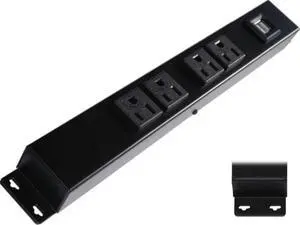 12" Hardwired Power Strip (NO Power Cord), 4 Horizontal Outlets (NOT Tamper Resistant), with Ears (with mounting tabs on Both Ends), 15A (NOT a 20 Amp Unit), with USB, Black 12" Hardwired Power Strip (NO Power Cord), 4 Horizontal Outlets (NOT Tamper Resistant), with Ears (with mounting tabs on Both Ends), 15A (NOT a 20 Amp Unit), with USB, Black