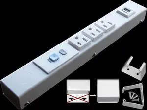 12 Hardwired Power Strip (NO Power Cord), 3 Horizontal Outlets (NEMA 5-15R - NOT 20Amp), NO Ears (Without mounting tabs on Both Ends), ALCI, USB, White 12 Hardwired Power Strip (NO Power Cord), 3 Horizontal Outlets (NEMA 5-15R - NOT 20Amp), NO Ears (Without mounting tabs on Both Ends), ALCI, USB, White
