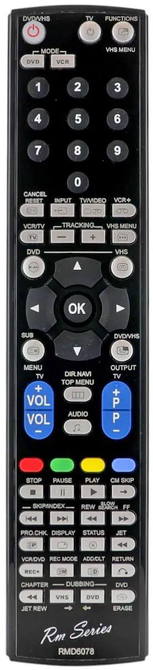 RMD6078 DVD/VCR Combo Remote Control Replacement for Panasonic | EUR7721X10 - No Programming - Works with DMR-E Series Recorders RMD6078 DVD/VCR Combo Remote Control Replacement for Panasonic | EUR7721X10 - No Programming - Works with DMR-E Series Recorders