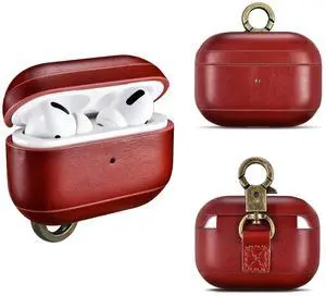 Leather Handmade Case Compatible with AirPods Pro 1&2 | Genuine Leather Case with Strap | Shockproof | Compatible with MagSafe & Wireless Chargers Red Leather Handmade Case Compatible with AirPods Pro 1&2 | Genuine Leather Case with Strap | Shockproof | Compatible with MagSafe & Wireless Chargers Red