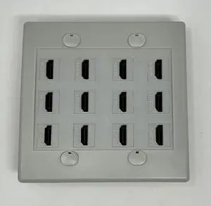 12 Port Flat Dual 2 Gang HDMI Wall Plate - Gray 12 Port Flat Dual 2 Gang HDMI Wall Plate - Gray