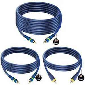 RCA Cable, 6ft,1-RCA Male to 1-RCA Male, Shielded, Gold-Plated Connectors, for Speakers/Subwoofers, Amplifiers, Home Theater Receivers, HDTV, Hi-Fi Systems, etc (2-Pack) RCA Cable, 6ft,1-RCA Male to 1-RCA Male, Shielded, Gold-Plated Connectors, for Speakers/Subwoofers, Amplifiers, Home Theater Receivers, HDTV, Hi-Fi Systems, etc (2-Pack)