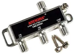 CMC2003H 3-Way- (5) Pack - Horizontal Splitter (1) -3.5 Port and (2) -7dB 5-1002 MHz High Performance Profession Quality for Coax Cable TV & Internet Factory Sealed with Screws CMC2003H 3-Way- (5) Pack - Horizontal Splitter (1) -3.5 Port and (2) -7dB 5-1002 MHz High Performance Profession Quality for Coax Cable TV & Internet Factory Sealed with Screws