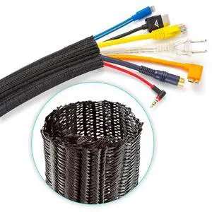 Cable Management Wire Loom 12ft 3/4 Inch Black Split Cord Protector Cable Management Wire Loom 12ft 3/4 Inch Black Split Cord Protector