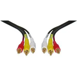 Stereo/VCR RCA Cable, 2 RCA (Audio) + RCA RG59 Video, Gold-Plated Connectors, 25 Foot, RCA Audio Video Cable Male to Male, RG59 RCA Composite Audio Video Cable Stereo/VCR RCA Cable, 2 RCA (Audio) + RCA RG59 Video, Gold-Plated Connectors, 25 Foot, RCA Audio Video Cable Male to Male, RG59 RCA Composite Audio Video Cable