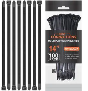 Black Zip Ties 14 Inch 1500 Pack - Self-Locking Nylon Cable Ties 120 Lbs - Heavy Duty Wire Ties for Cable Management - Indoor & Outdoor Black Zip Ties 14 Inch 1500 Pack - Self-Locking Nylon Cable Ties 120 Lbs - Heavy Duty Wire Ties for Cable Management - Indoor & Outdoor
