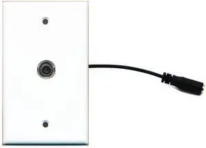 (1 Gang Flat) 3.5mm Wall Plate w/Pigtail Extension Cable White (1 Gang Flat) 3.5mm Wall Plate w/Pigtail Extension Cable White