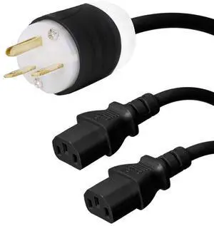NEMA 6-15P to 2X C13 Y Splitter Cord - 3 Foot, 15A/250V, 14/3 AWG - # IBX-2726-03 NEMA 6-15P to 2X C13 Y Splitter Cord - 3 Foot, 15A/250V, 14/3 AWG - # IBX-2726-03