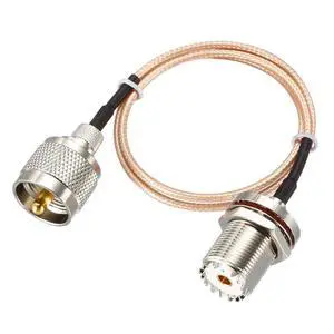 Coaxial Cable with UHF PL-259 Male to UHF SO-239 Female Bulkhead Connectors Low Loss Coax Cable RG316 50 Ohm 1.5 Ft Coaxial Cable with UHF PL-259 Male to UHF SO-239 Female Bulkhead Connectors Low Loss Coax Cable RG316 50 Ohm 1.5 Ft
