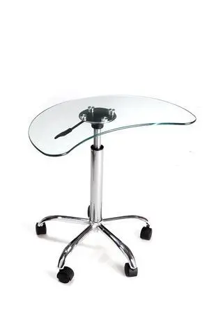 Clear Glass and Aluminum Laptop Stand with Casters Clear Glass and Aluminum Laptop Stand with Casters