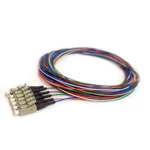 6 Strand Fiber Pigtail, Multimode OM2 50/125, LC/PC Connectors, Black Boot, 9.8 Feet (3 Meter) - Ideal for High Fiber Count Splicing 6 Strand Fiber Pigtail, Multimode OM2 50/125, LC/PC Connectors, Black Boot, 9.8 Feet (3 Meter) - Ideal for High Fiber Count Splicing