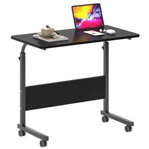 31.5 inch Adjustable Mobile Bed Table Portable Laptop Computer Stand Desks with Tablet Slot Cart Tray, Black 31.5 inch Adjustable Mobile Bed Table Portable Laptop Computer Stand Desks with Tablet Slot Cart Tray, Black