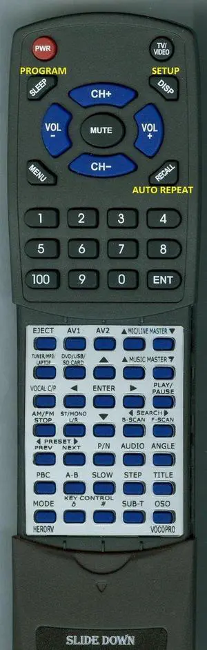 Replacement Remote Control for VOCOPRO Hero-RV, HERORV Replacement Remote Control for VOCOPRO Hero-RV, HERORV