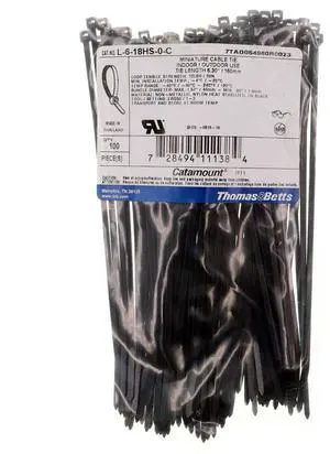L-6-18HS-0-C Mini Cable Tie, Indoor/Outdoor, UV Black Nylon, 6.3-Inch (100-Pack) L-6-18HS-0-C Mini Cable Tie, Indoor/Outdoor, UV Black Nylon, 6.3-Inch (100-Pack)