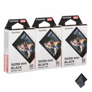 INSTAX MINI Black Film 30 Exposures Bundle | For Instant Photos, Scrapbooks & Sharing | Includes Cleaning Cloth INSTAX MINI Black Film 30 Exposures Bundle | For Instant Photos, Scrapbooks & Sharing | Includes Cleaning Cloth