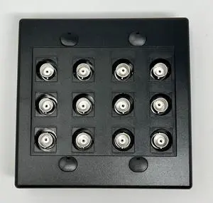 12 Port BNC Female/Female HD-SDI Jack Wall Plate - Black 12 Port BNC Female/Female HD-SDI Jack Wall Plate - Black