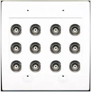 12 Port BNC Female/Female HD-SDI Jack Wall Plate - White 12 Port BNC Female/Female HD-SDI Jack Wall Plate - White