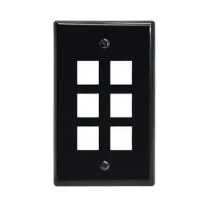 6 Port Keystone Jack Wall Plate with Smooth Face (10-Pack, Black) 6 Port Keystone Jack Wall Plate with Smooth Face (10-Pack, Black)