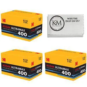 Eastman UltraMax 400 Color Negative Film | 35mm Roll Film (36 Exposures) 3 Rolls + Cloth Eastman UltraMax 400 Color Negative Film | 35mm Roll Film (36 Exposures) 3 Rolls + Cloth