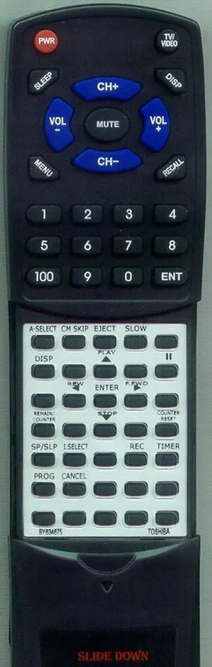 Replacement Remote Control for Toshiba BY634675, VC522, W528, W522 Replacement Remote Control for Toshiba BY634675, VC522, W528, W522