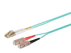 OM4 Fiber Optic Cable - 15M (Meter) - LC/UPC-SC/UPC, Multi Mode, Duplex, 50/125 Type, 2.0mm, PVC OM4 Fiber Optic Cable - 15M (Meter) - LC/UPC-SC/UPC, Multi Mode, Duplex, 50/125 Type, 2.0mm, PVC