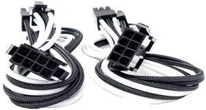 Premium Sleeved 8 (6+2) Pin PCI-e GPU Power Extension Cable 45cm (1.5ft) White/Black / 2 Pack (F04-8PCE-WBK2P) Premium Sleeved 8 (6+2) Pin PCI-e GPU Power Extension Cable 45cm (1.5ft) White/Black / 2 Pack (F04-8PCE-WBK2P)