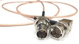 1.5 Foot BNC Right Angle Male to BNC Female Bulkhead RG179 75 Ohm Extension Cable by 1.5 Foot BNC Right Angle Male to BNC Female Bulkhead RG179 75 Ohm Extension Cable by
