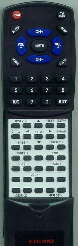 Replacement Remote Control for Aspire Digital AD1501PSC, AD1501PSCV2 Replacement Remote Control for Aspire Digital AD1501PSC, AD1501PSCV2
