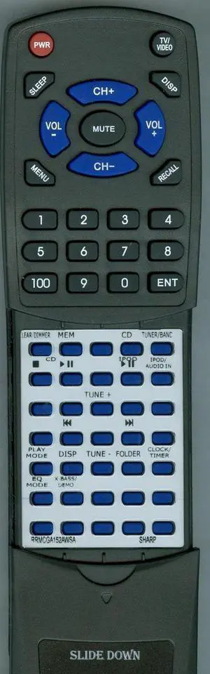 Replacement Remote Control for Sharp RRMCGA152AWSA, XLHF200PBK, XLDH229U, XLDK257N Replacement Remote Control for Sharp RRMCGA152AWSA, XLHF200PBK, XLDH229U, XLDK257N