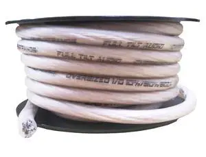 Full Tilt by 1/0 AWG Hybrid Power Wire 50ft Spool, 10% OFC / 90% CCA, Tinned Copper Strands, Ultra Flexible, 5145 Strands, Anti-Corrosion Matte Clear Full Tilt by 1/0 AWG Hybrid Power Wire 50ft Spool, 10% OFC / 90% CCA, Tinned Copper Strands, Ultra Flexible, 5145 Strands, Anti-Corrosion Matte Clear