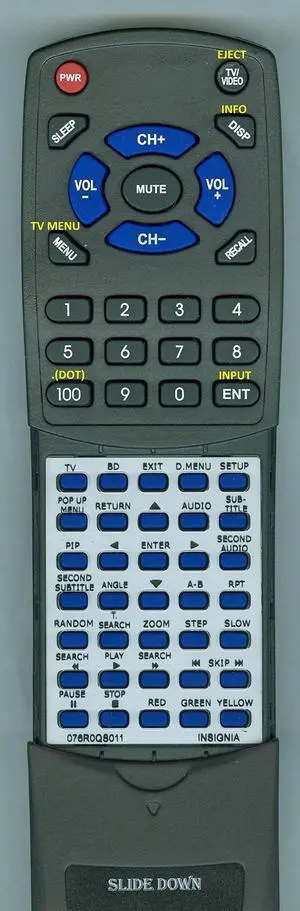 Replacement Remote for Insignia 076R0QS011, NSLBD32X10A Replacement Remote for Insignia 076R0QS011, NSLBD32X10A