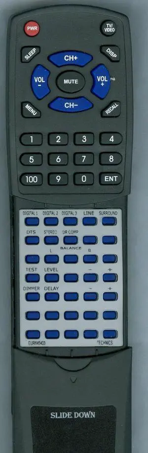 Replacement Remote Control for Technics EUR645403, SHAC500D Replacement Remote Control for Technics EUR645403, SHAC500D