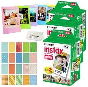 Instax Mini Instant Film, 3 Twin Packs (60 Sheets)+ Frames & Stickers Instax Mini Instant Film, 3 Twin Packs (60 Sheets)+ Frames & Stickers
