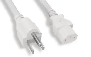 Heavy-Duty Power Cord, NEMA5-15P / C13, SJT,14AWG, 15A, 125V, White, 6FT Heavy-Duty Power Cord, NEMA5-15P / C13, SJT,14AWG, 15A, 125V, White, 6FT