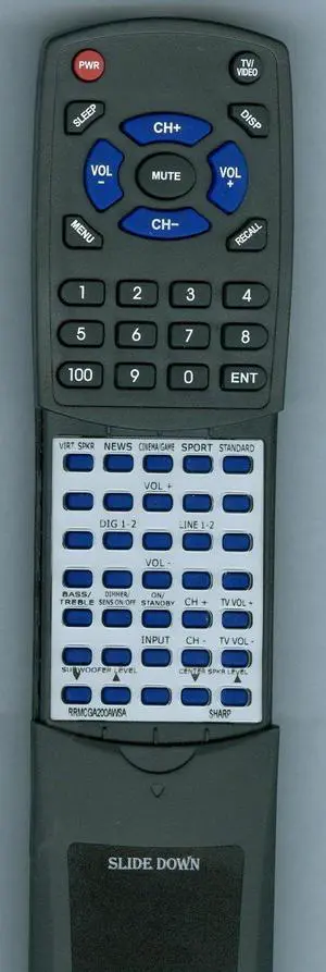 Replacement Remote Control for Sharp RRMCGA200AWSA, HTSB500 Replacement Remote Control for Sharp RRMCGA200AWSA, HTSB500