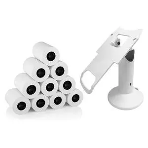 DCCStands Clover Mini/Clover Mini 3 7" Swivel and Tilt Stand and 10 Roll Case of Thermal Paper 2 1/4" x 85' Bundle, White DCCStands Clover Mini/Clover Mini 3 7" Swivel and Tilt Stand and 10 Roll Case of Thermal Paper 2 1/4" x 85' Bundle, White