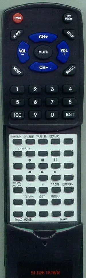 Replacement Remote Control for Sharp 13VTH60, 25VTH60, VT2138M, RRMCG1284PESA Replacement Remote Control for Sharp 13VTH60, 25VTH60, VT2138M, RRMCG1284PESA