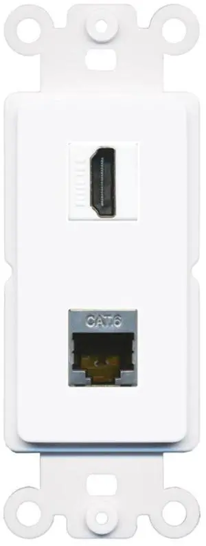 HDMI Cat6 Shielded Port Wall Plate Decorative (Rocker) White HDMI Cat6 Shielded Port Wall Plate Decorative (Rocker) White