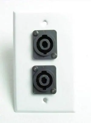 ProCraft White Stainless Steel Wall Plate 2 Speakon Speaker Input Channel | Stainless steel wall plate with two Speakon speaker input channels for professional audio installations ProCraft White Stainless Steel Wall Plate 2 Speakon Speaker Input Channel | Stainless steel wall plate with two Speakon speaker input channels for professional audio installations