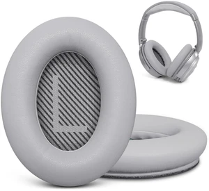 Replacement Ear Pads for Bose QC35 & QC35 ii, Silver Earpads for Bose QuietComfort 35ii 35 Headphones, Protein Leather, Noise Isolation Memory Foam Replacement Ear Pads for Bose QC35 & QC35 ii, Silver Earpads for Bose QuietComfort 35ii 35 Headphones, Protein Leather, Noise Isolation Memory Foam