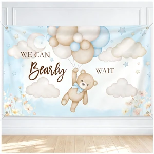 6 × 3.6 Ft We Can Bearly Wait Baby Shower Backdrop Banner Bear Baby Shower Decorations Gender Reveal Party Cute Photo Booth Background with Metal Eyelets and String 6 × 3.6 Ft We Can Bearly Wait Baby Shower Backdrop Banner Bear Baby Shower Decorations Gender Reveal Party Cute Photo Booth Background with Metal Eyelets and String